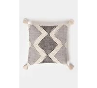 Homescapes Malmo Handwoven Textured Grey & Black Cushion | Size: 45 cm x 45 cm Homescapes Grey 45 cm x 45 cm