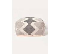 Homescapes Malmo Handwoven Textured Pouffe Bean Cube in Grey Homescapes Grey