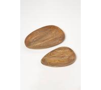Homescapes Mango Wood Nesting Serving Trays - Set of 2 in Brown Homescapes Brown