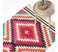 Homescapes Manila Handwoven Diamond Patterned Kilim Wool Rug Multi 120cm x 170cm
