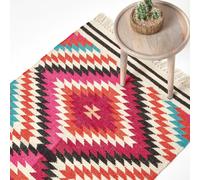 HOMESCAPES Manila Handwoven Diamond Kilim Wool Rug - 160 x 230 cm