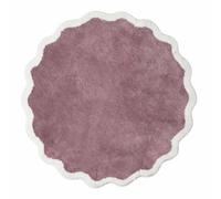 HOMESCAPES Maroon Scallop Bath Mat - 70 cm Round