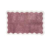 HOMESCAPES Maroon Scalloped Bath Mat - 50 x 80 cm