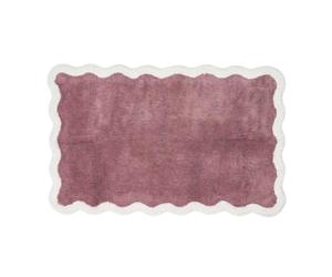 HOMESCAPES Maroon Scalloped Bath Mat - 50 x 80 cm