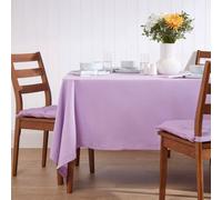 HOMESCAPES Purple Table Cloth, Plain Cotton Tablecloth, Extra Large Rectangular, Handcrafted & Durable Dining Table Cover with Hem Stitch, Hypoallergenic, Washable, Light Purple Mauve - 178 x 300cm
