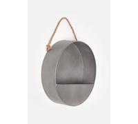 Homescapes Medium Round Metal Hanging Wall Planter, 30 Cm In Grey Grey