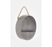 HOMESCAPES 30 cm Round Wall Planter for Outdoor and Indoor Plants Large Silver Round Metal Hanging Planter with Rope