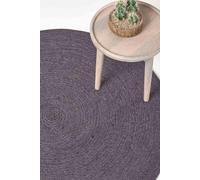 HOMESCAPES Grey and Black Handwoven Braided Melange Rug 150cm Round Pattern Large Cotton Rug