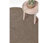 HOMESCAPES Linen and Black Handwoven Braided Melange Rug 120cm Round Pattern Large Cotton Rug