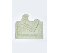 Homescapes Memory Foam Greek Key Bath Mat In Green Green