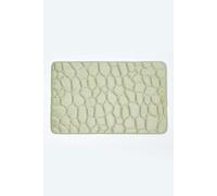 HOMESCAPES Memory Foam Sage Green Bath Mat Non Slip Full Size 50 x 80 cm Pebble Design Soft Velvet Surface Anti Slip Rubber Backing Machine Washable Shower Mat