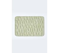 HOMESCAPES Memory Foam Sage Green Bath Mat Non Slip 40 x 60 cm Pebble Design Soft Velvet Surface Anti Slip Rubber Backing Machine Washable Shower Mat