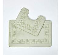 Memory Foam Greek Key Bath Mat Homescapes Green One Size