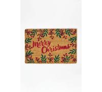 HOMESCAPES Christmas Coir Doormats, Xmas Door Mats Outdoor, Non Slip PVC Backing, Durable Heavy Duty Dirt-Trapper, Welcome Mat Indoor Outdoors Use for Home Front Entryways & Entrances, Berries & Pine