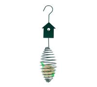 Homescapes Metal Spring Bird Feeder With Bird Decoration, Bird House In Green Green One Size