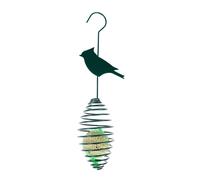 Homescapes Metal Spring Bird Feeder With Bird Decoration, Chaffinch In Green Green One Size