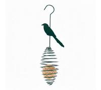 Homescapes Metal Spring Bird Feeder with Bird Decoration, Great Tit in Green Homescapes Green