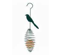 Homescapes Metal Spring Bird Feeder With Bird Decoration, Great Tit In Green Green