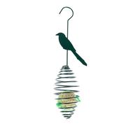 Homescapes Metal Spring Bird Feeder with Bird Decoration, Great Tit in Green Homescapes Green