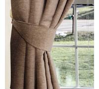HOMESCAPES Mink Chenille Curtains Tie Backs Pair, 2 Tie Backs for Curtains - Coordinating with Chenille Thermal Pencil Pleat Curtains. FREE SWATCHES AVAILABLE