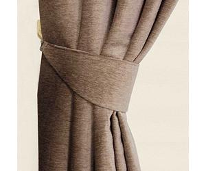HOMESCAPES Mink Chenille Curtains Tie Backs Pair, 2 Tie Backs for Curtains - Coordinating with Chenille Thermal Pencil Pleat Curtains. FREE SWATCHES AVAILABLE