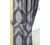 Homescapes Modern Curve Jacquard Curtain Tie Back Pair in Blue Homescapes Blue