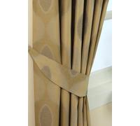 Homescapes Modern Curve Jacquard Curtain Tie Back Pair In Gold Gold One Size