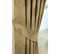 Homescapes Modern Curve Jacquard Curtain Tie Back Pair in Gold Homescapes Gold