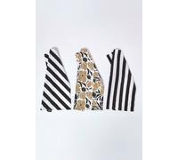 Homescapes Modern Pattern Black And White Tea Towels Set Of Three Multi