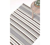 Homescapes Modern Scandinavian Style Striped Cotton Rug In Grey Grey 90cm x 150cm