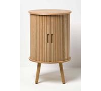 Homescapes Modern Side Table, Round Cabinet With Sliding Tambour Doors, 45Cm