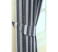 Homescapes Modern Stripe Jacquard Curtain Tie Back Pair In Blue Blue One Size