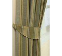 Homescapes Modern Stripe Jacquard Curtain Tie Back Pair In Gold Gold