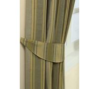 Homescapes Modern Stripe Jacquard Curtain Tie Back Pair in Gold Homescapes Gold