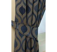 Homescapes Blue Modern Wave Jacquard Curtain Tie Back Pair