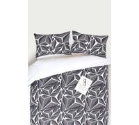 Homescapes Monochrome Digitally Printed Cotton Duvet Cover Set In Black Black