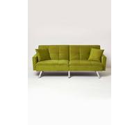 Homescapes Monty Velvet Sofa Bed, Olive Green