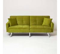 Homescapes Monty Velvet Sofa Bed, Olive Green
