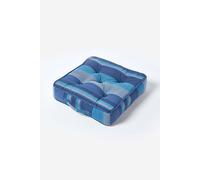 Morocco Striped Cotton Floor Cushion Homescapes Blue 40cm x 40cm