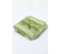 Homescapes Morocco Striped Cotton Floor Cushion In Green Green 40cm x 40cm