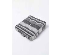 Homescapes Morocco Striped Cotton Floor Cushion in Grey | Size: 40 cm x 40 cm Homescapes Grey 40 cm x 40 cm