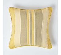 HOMESCAPES Morocco Striped Cushion Cover 18 x 18 Inches Yellow Ochre Green 100% Cotton Cover Coordinating with Morocco Throws & Curtains Easy care Washable at home