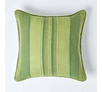 Homescapes Cotton Striped Morocco Cushion Cover In Green Green 60cm x 60cm