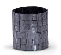 Homescapes Mosaic Glass Wind Light Candle Holder Polished Steel Base in Black Homescapes Black