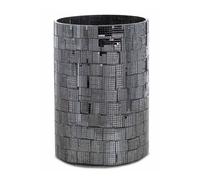 Homescapes Mosaic Glass Wind Light Large Candle Holder Polished Steel Base in Black Homescapes Black