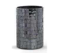 Homescapes Mosaic Glass Wind Light Large Candle Holder Polished Steel Base in Black Homescapes Black