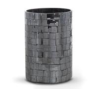 Homescapes Mosaic Glass Wind Light Large Candle Holder Polished Steel Base in Black Homescapes Black