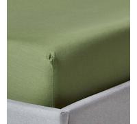 HOMESCAPES Organic Cotton Fitted Sheet (12”) 400TC 600 Thread Count Equivalent Bed Sheet with Fully Elasticated Skirt (King (152 x 198 cm), Moss Green)