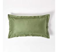 HOMESCAPES Moss Green Organic Cotton King Size Oxford Pillowcase 400TC 600 Thread Count Percale Equivalent Pillow Case Pack of 4