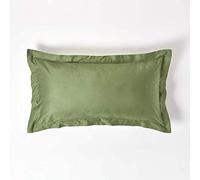 HOMESCAPES Moss Green Organic Cotton King Size Oxford Pillowcase 400TC 600 Thread Count sateen Equivalent Pillow Case